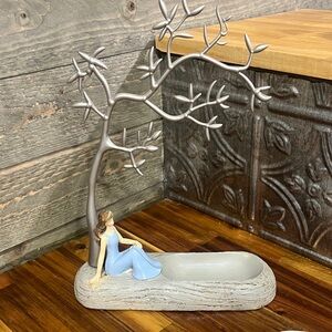 Vintage Avon Girl Tree Jewelry Stand Ring Tray